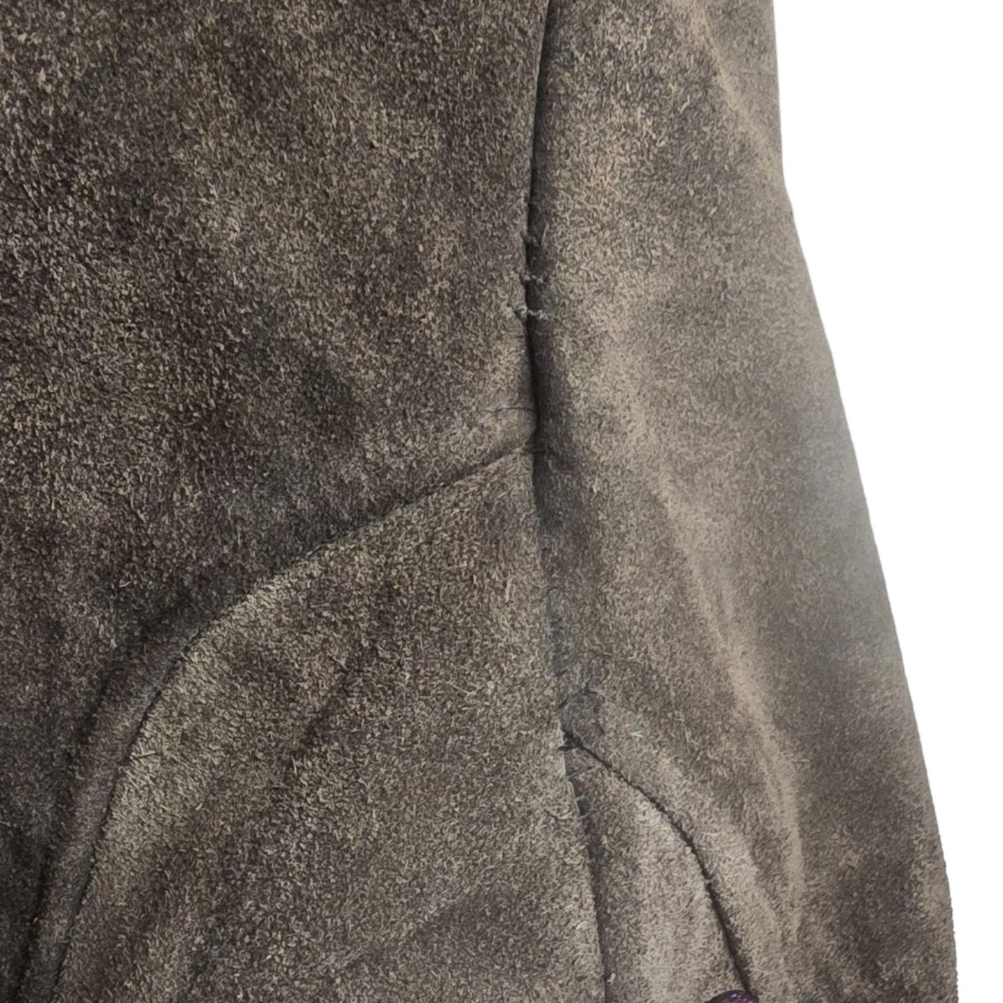 Vintage 1960s/1970s Leather & Suede Coat Brown Made in England Faux Fur Lined