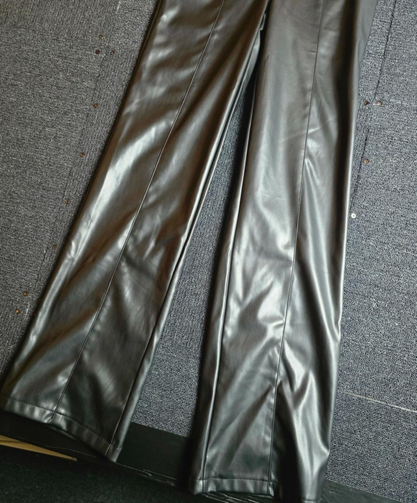Urban Bliss Black Faux Leather Trousers NWT Size 6 High Waist Flared
