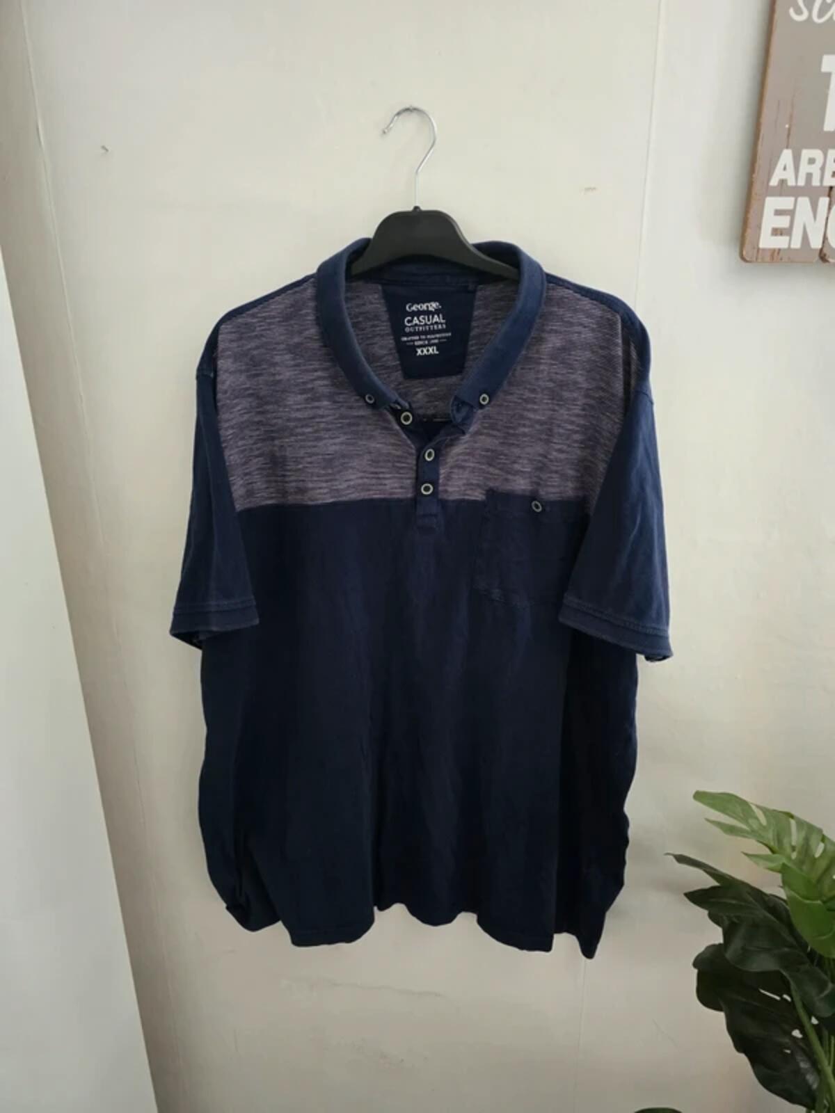 George Mens Navy Blue Cotton Short Sleeve Polo Shirt Size 3XL