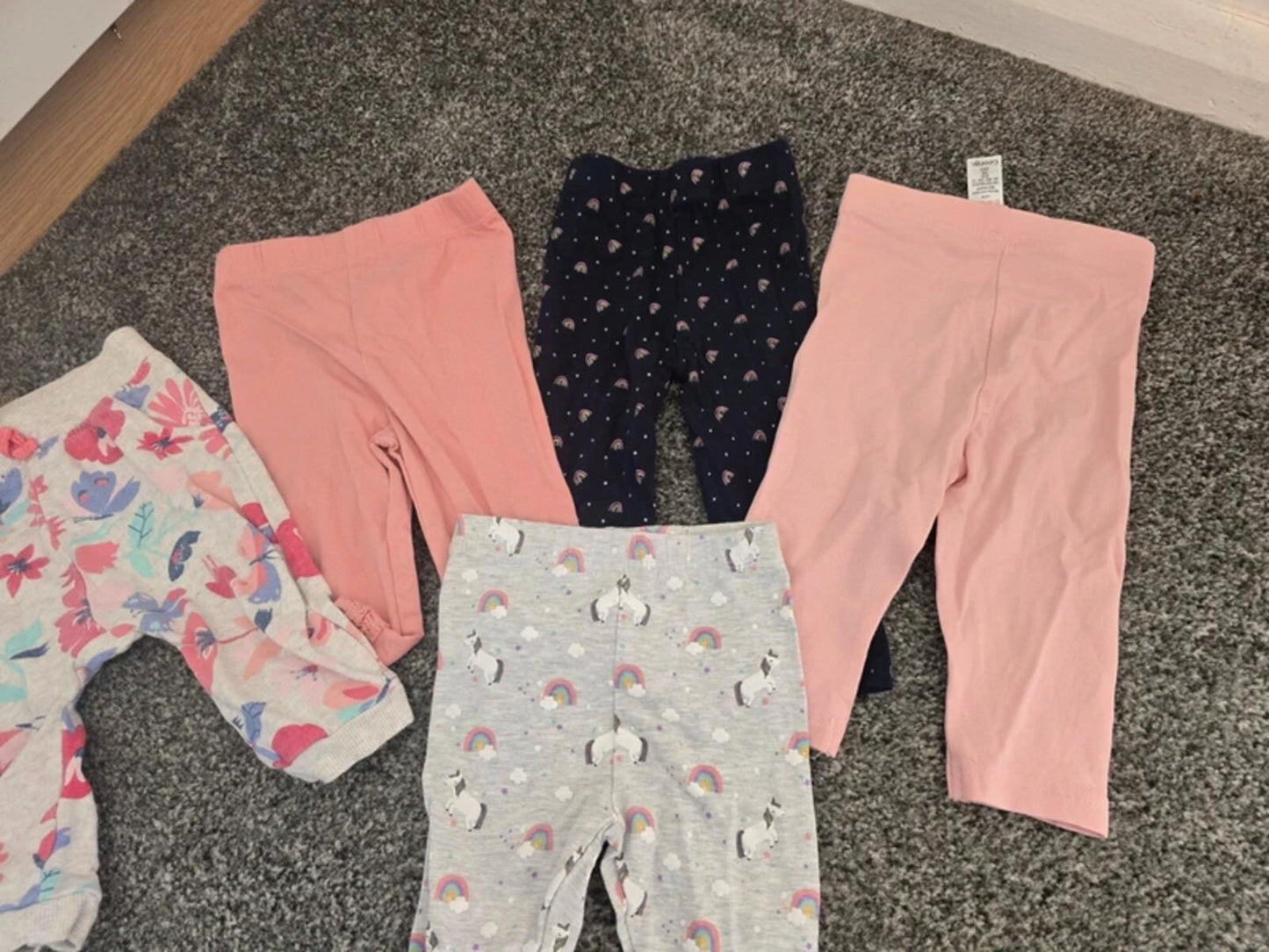 Bundle of 5 Girls Cotton Blend Leggings 3-6 Months