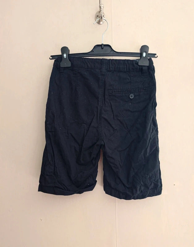 H&M Boys Black Cotton Knee Length Chino Shorts Elasticated Waist Age 11-12 Years