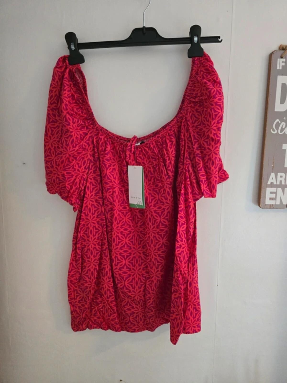 Matalan Red & Purple Patterned Off-The-Shoulder Top Size 16