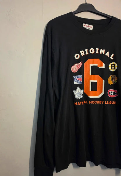 Red Jacket Men's Black NHL Original Six Hockey Long Sleeve T-Shirt Size L