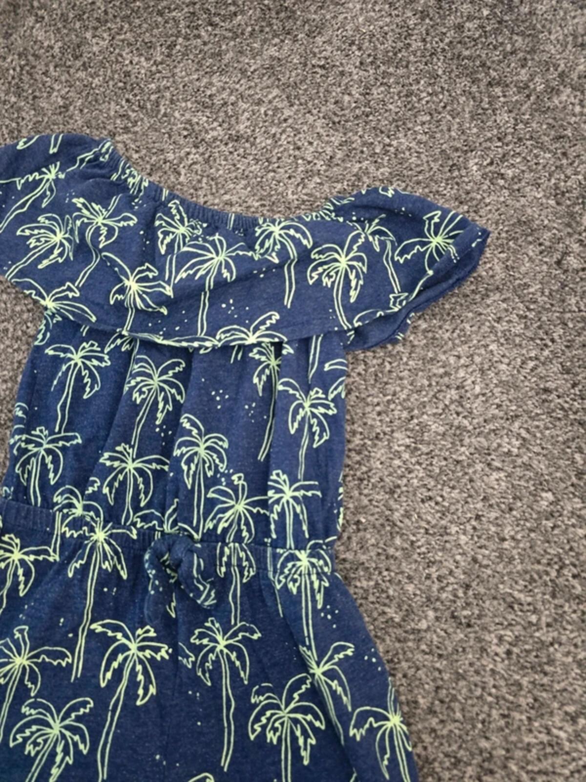 M&Co Girls Navy & Green Palm Tree Print Playsuit Age 3-4 Years
