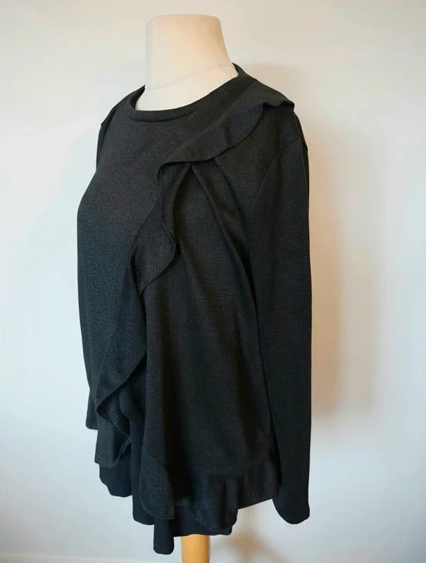 Blooming Marvellous Black Glitter Ruffle Maternity Nursing Jumper M Size 12-14