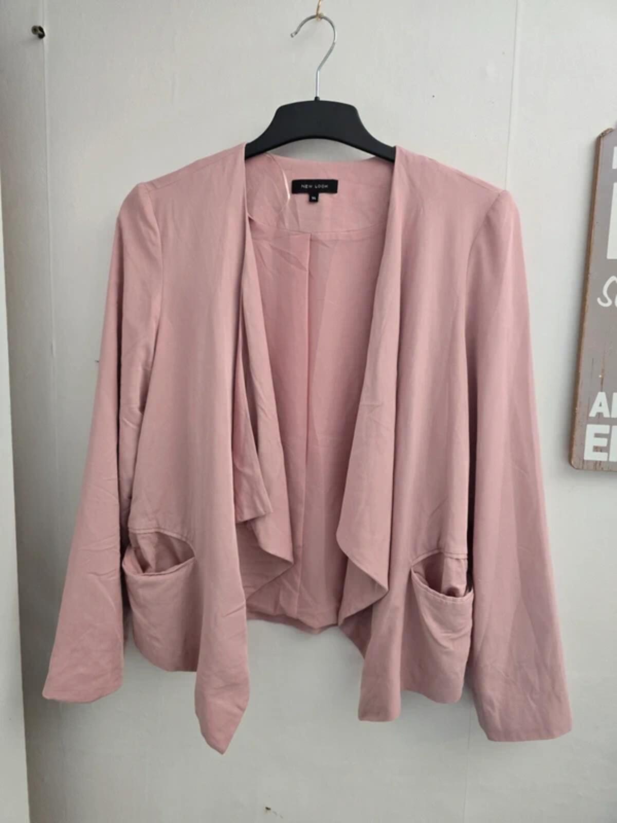 New Look Dusty Pink Draped Open Front Blazer - Size 14