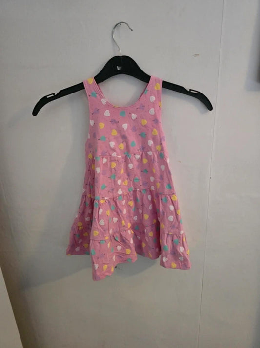 Mothercare Baby Girls Pink Patterned Cross Back Cotton Dress 9-12 Months