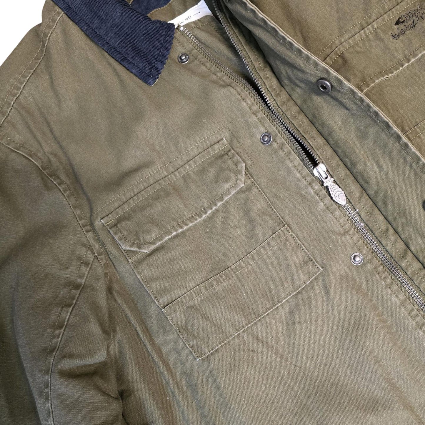Weird Fish Men’s Khaki Utility Jacket Size S Cotton Field Coat