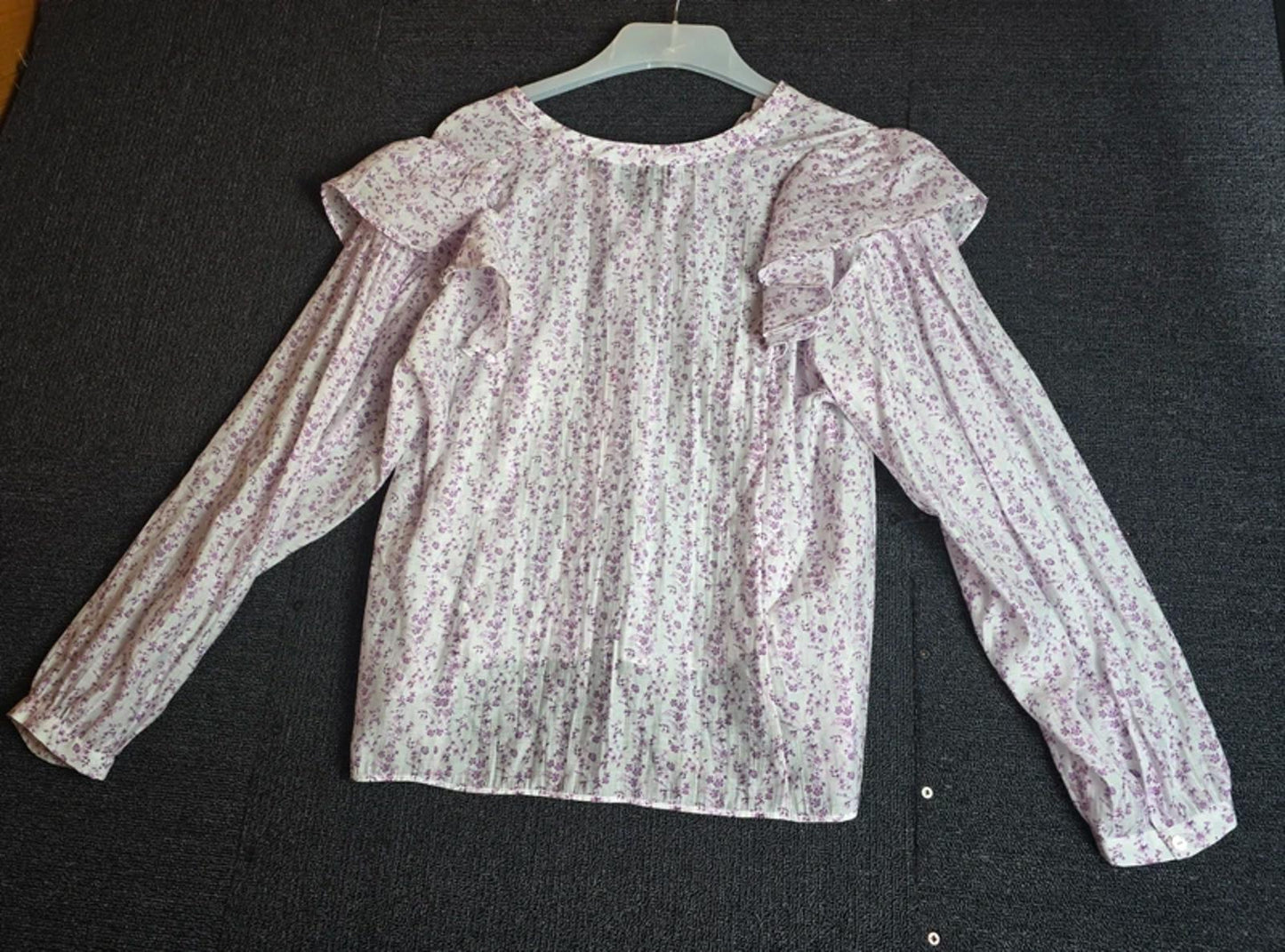 Zara Floral Frill Blouse Pink/Purple M Size 10/12 Relaxed Oversized Fit