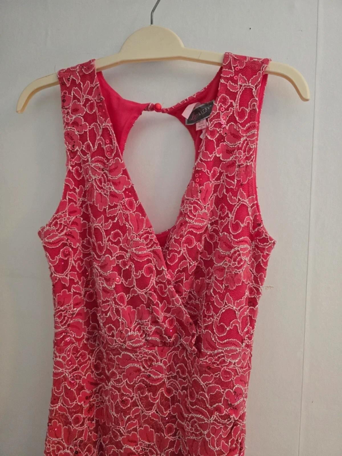 Lipsy Pink & White Sequin Lace Ruched Bodycon Dress Size 12