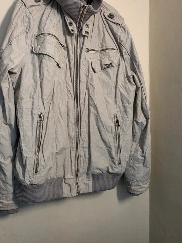Riv SD Men's Light Grey Lightweight Zip-Up Jacket Size XL