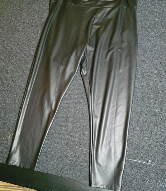 Live Unlimited Black Faux Leather Leggings Size UK 28 High Waist PVC Look