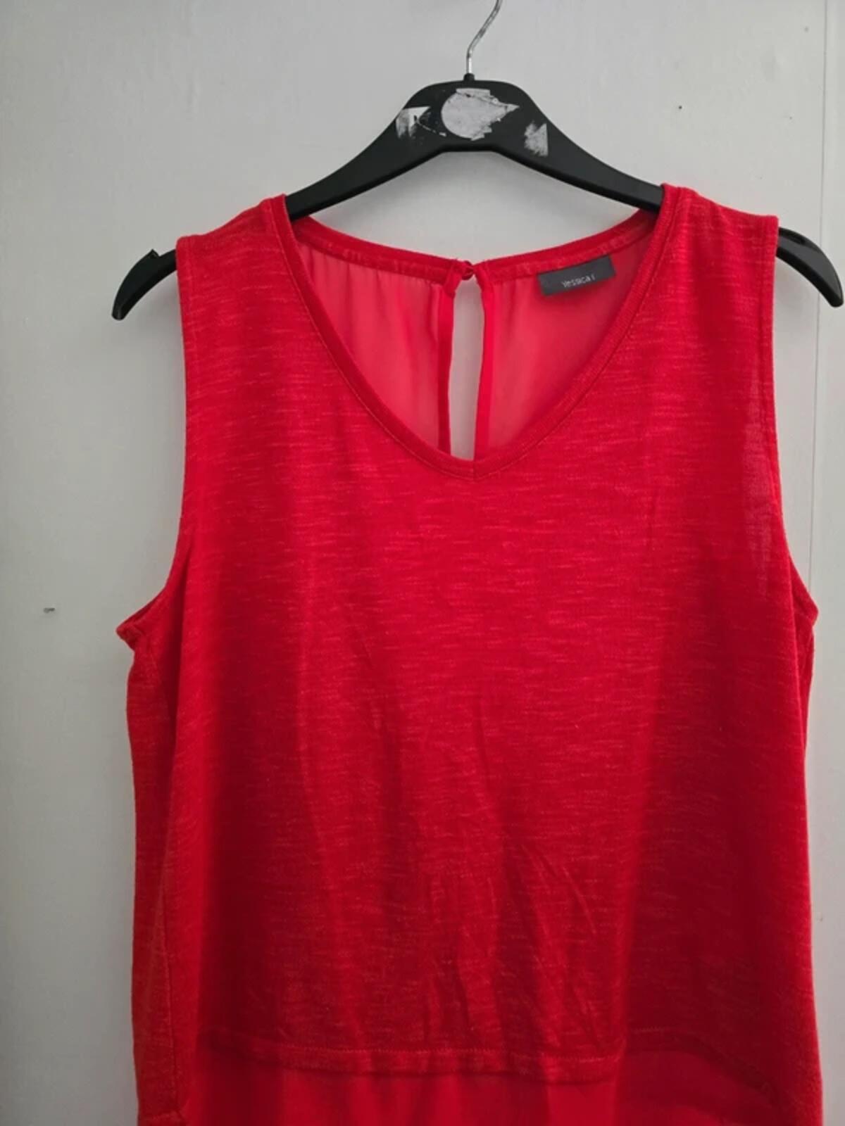 Yessica Red Sleeveless Sheer Layered Vest Top  L Size 16-18