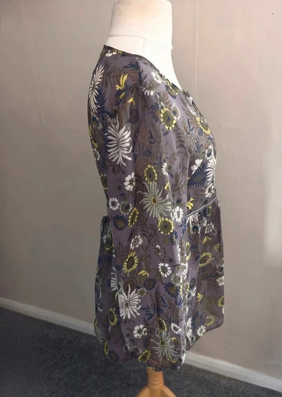 Marks & Spencer Grey & Yellow Patterned Blouse Size 14