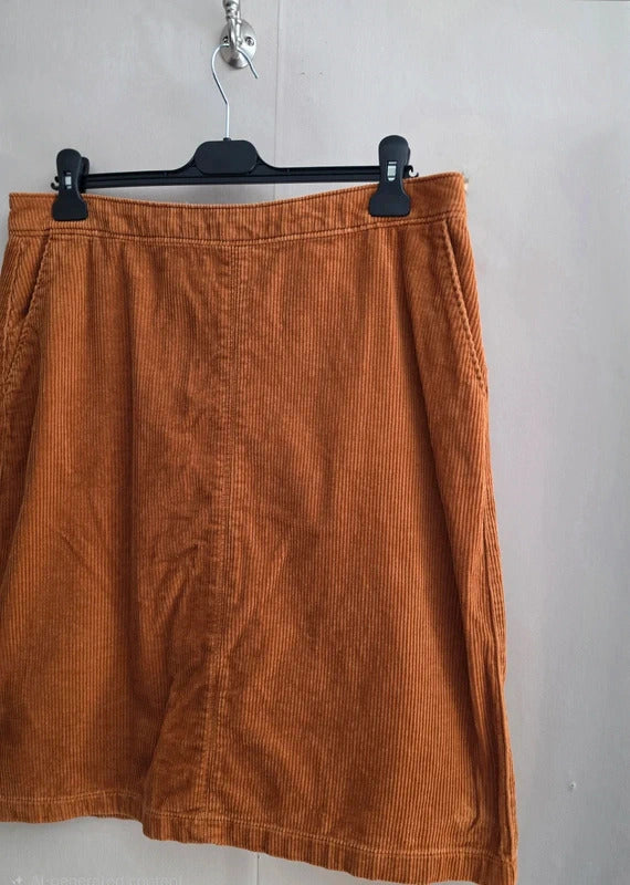 Tu Women's Burnt Orange Corduroy A-Line Knee-Length Skirt Size 14