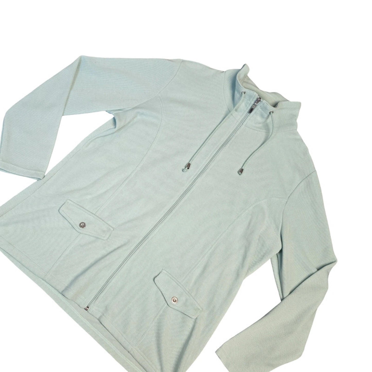 Damart Mint Green Zip Up Jacket Size 18/20 Funnel Neck Causal