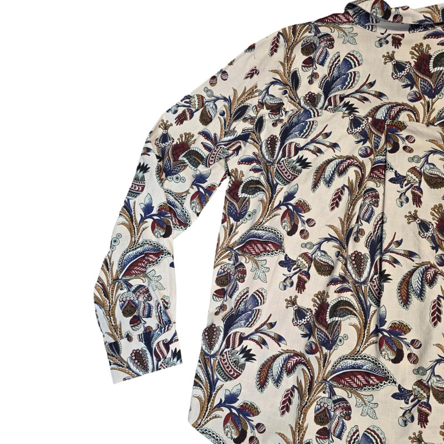 & Other Stories Floral Shirt Beige Size 10 Work Causal