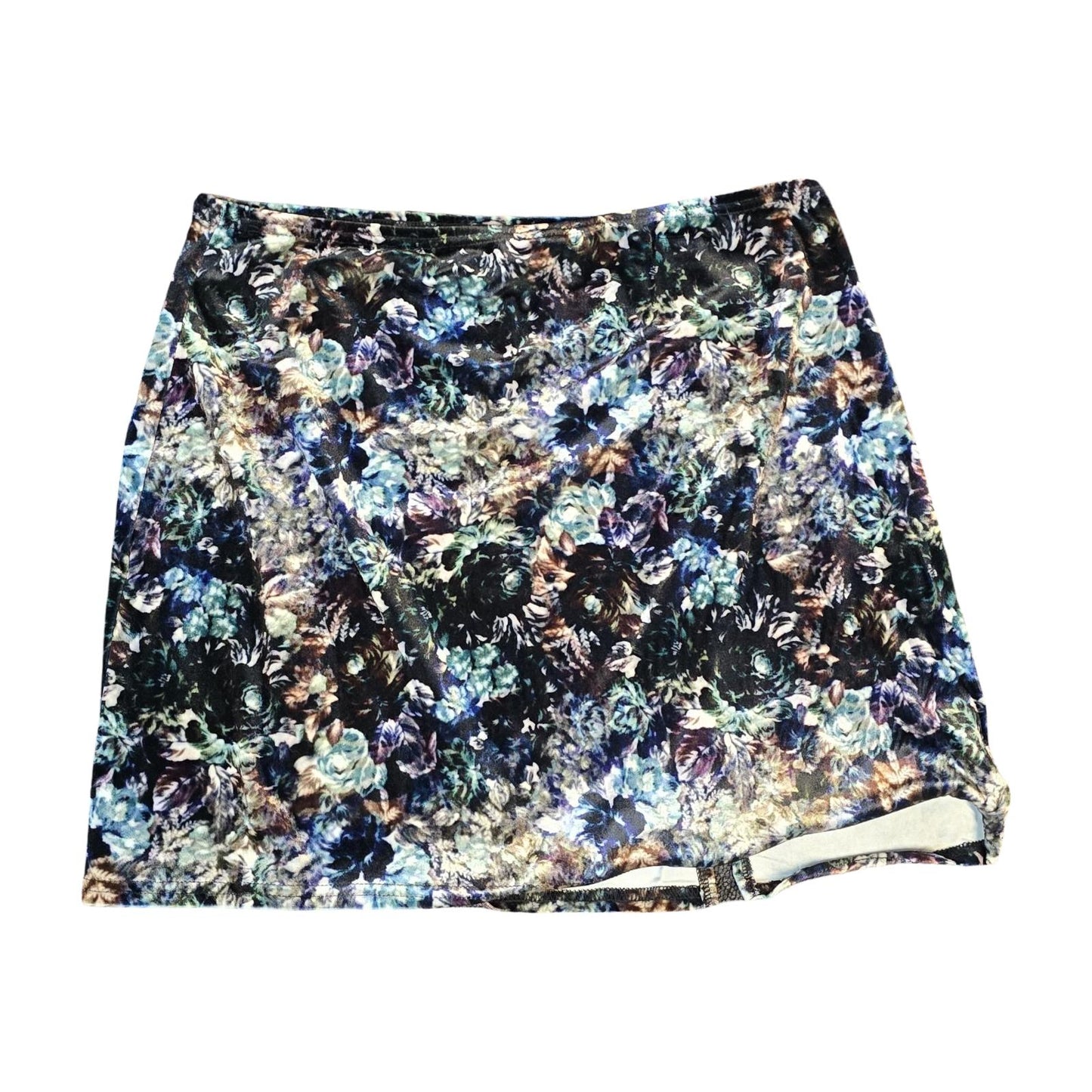 Blue Floral Velvet Mini Skirt L Size 16 Evening Urban Outfitters