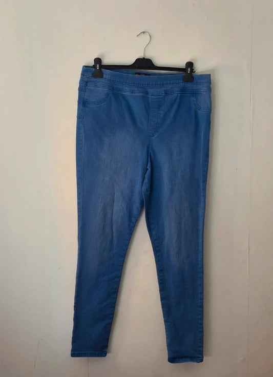 F&F Blue Denim Skinny Jeggings High Waisted Stretch Jeans Size 18 Regular
