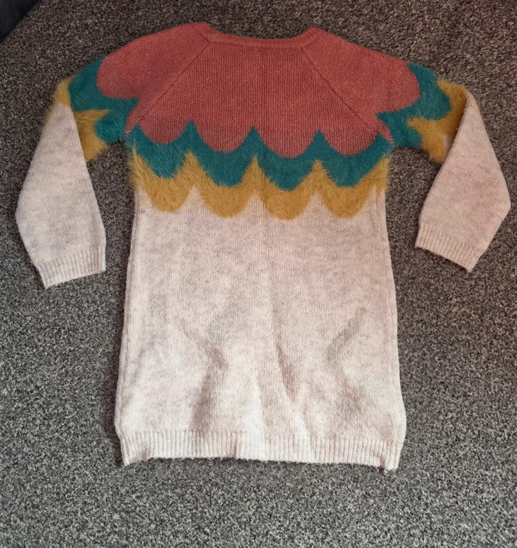 Tu Girls Colour-Block Scallop Knit Jumper Dress 2-3years