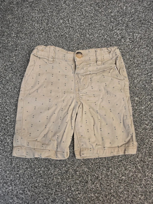 Primark Boys Beige Printed Chino Shorts Elasticated Side Waist Age 2-3 Years