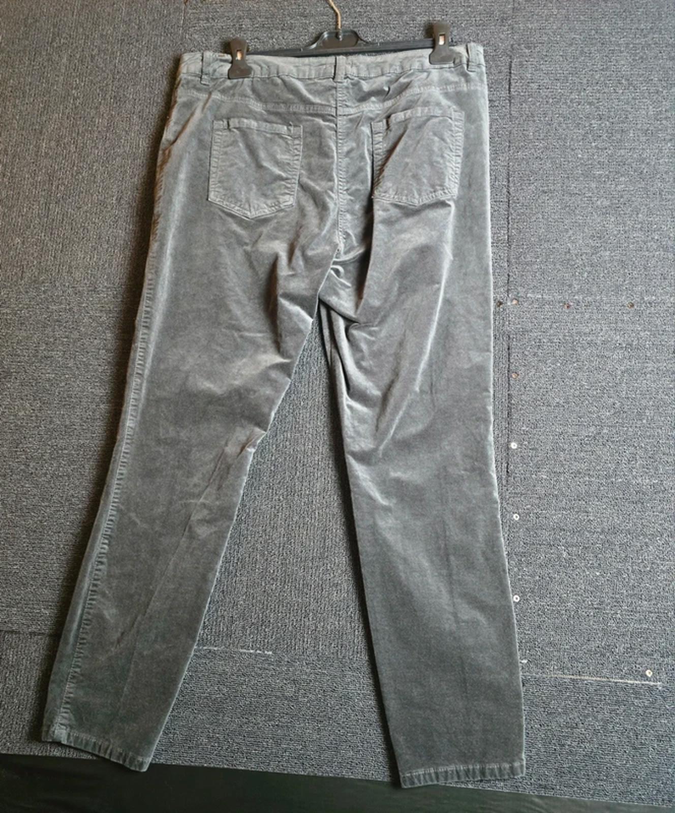 M&Co Dark Grey Velvet Feel Trousers Size 18R High Waist Slim Leg