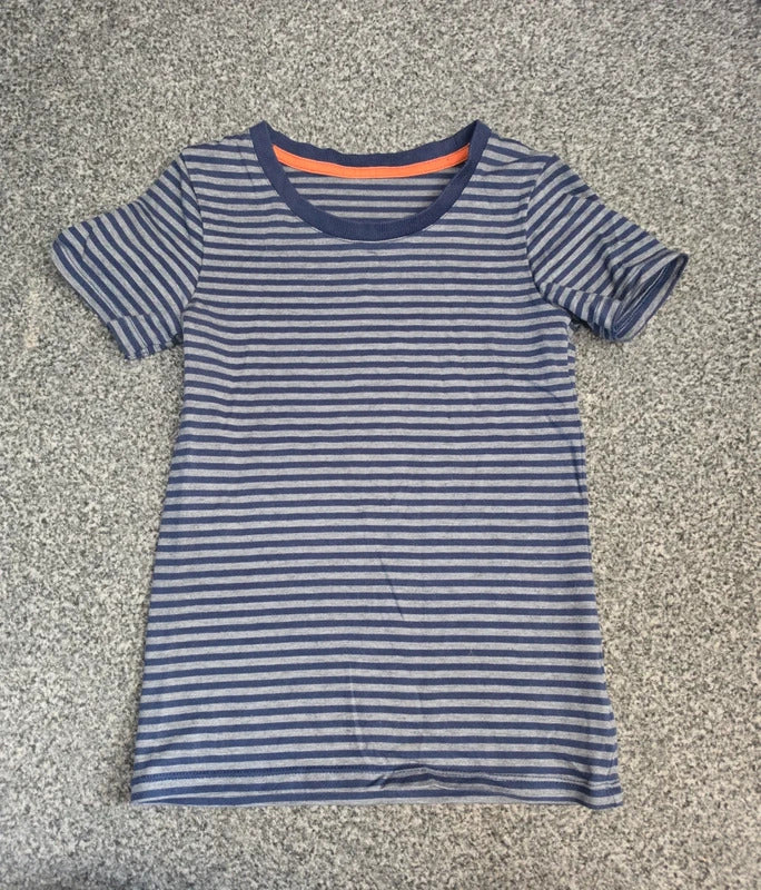 Marks & Spencer Boys Navy & Grey Fine Striped Short Sleeve T-Shirt Age 7-8 Years
