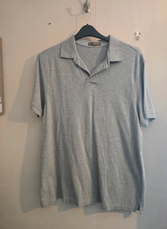 Tu Clothing Men's Grey Short Sleeved Cotton Blend Polo Shirt Size Large
