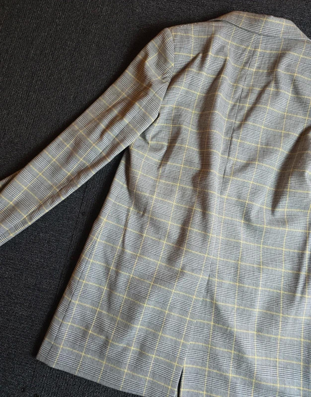 M&S Grey & Yellow Check Oversized Blazer Size 10 – Smart Layering Piece