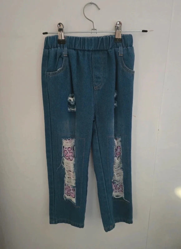 PatPat Girls' Denim Blue Easy-On Jeans Age 4-5 Years