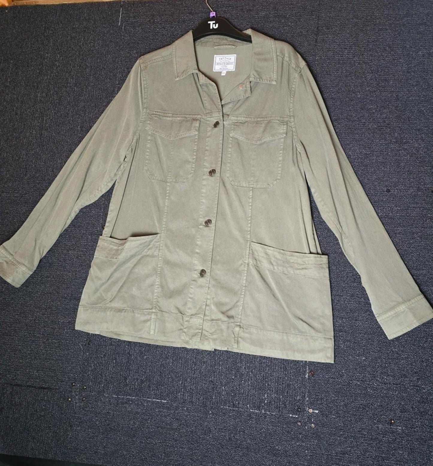 FatFace Khaki Green Lyocell-Cotton Shacket  L size 14/16 Lightweight Jacket