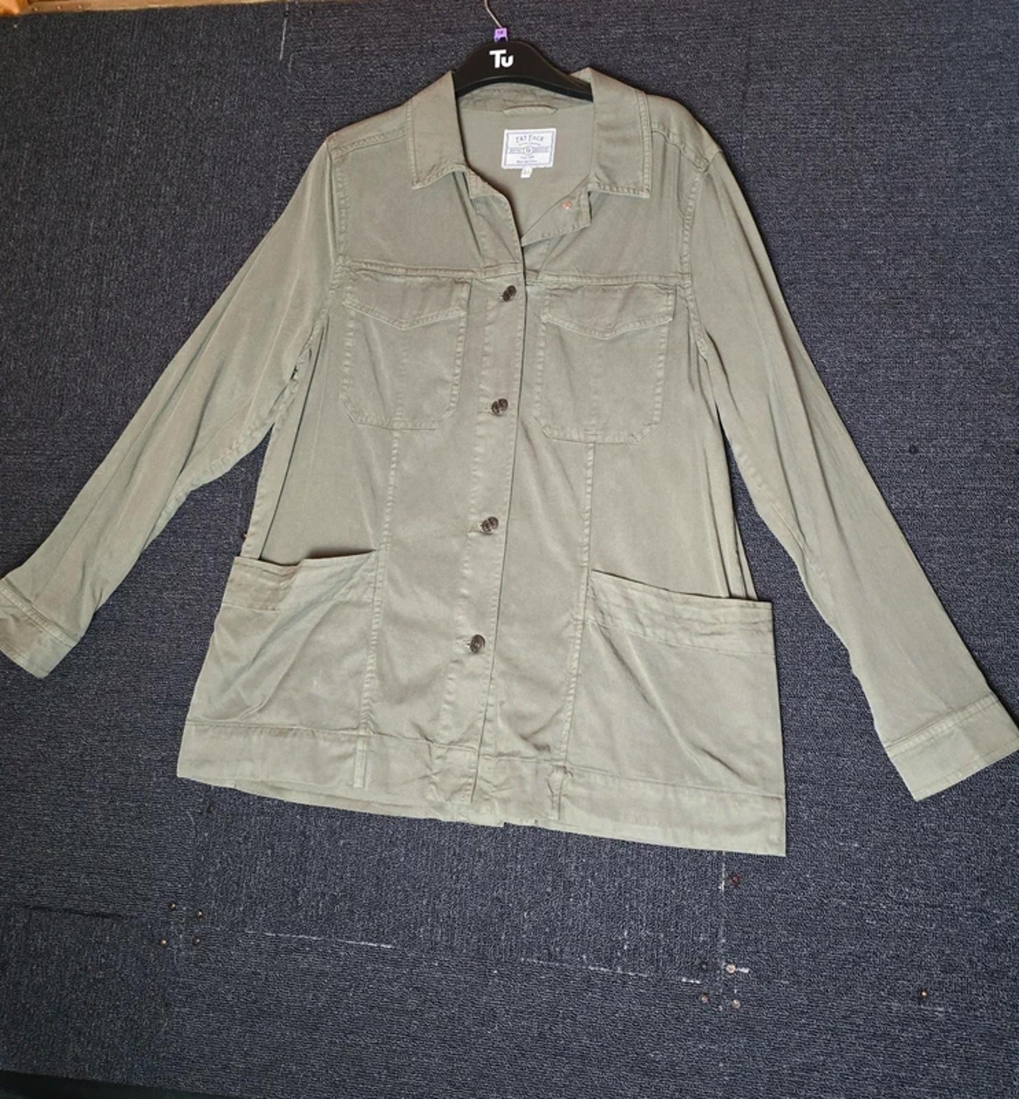 FatFace Khaki Green Lyocell-Cotton Shacket  L size 14/16 Lightweight Jacket