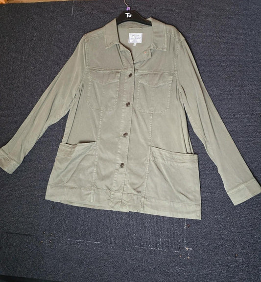 FatFace Khaki Green Lyocell-Cotton Shacket  L size 14/16 Lightweight Jacket