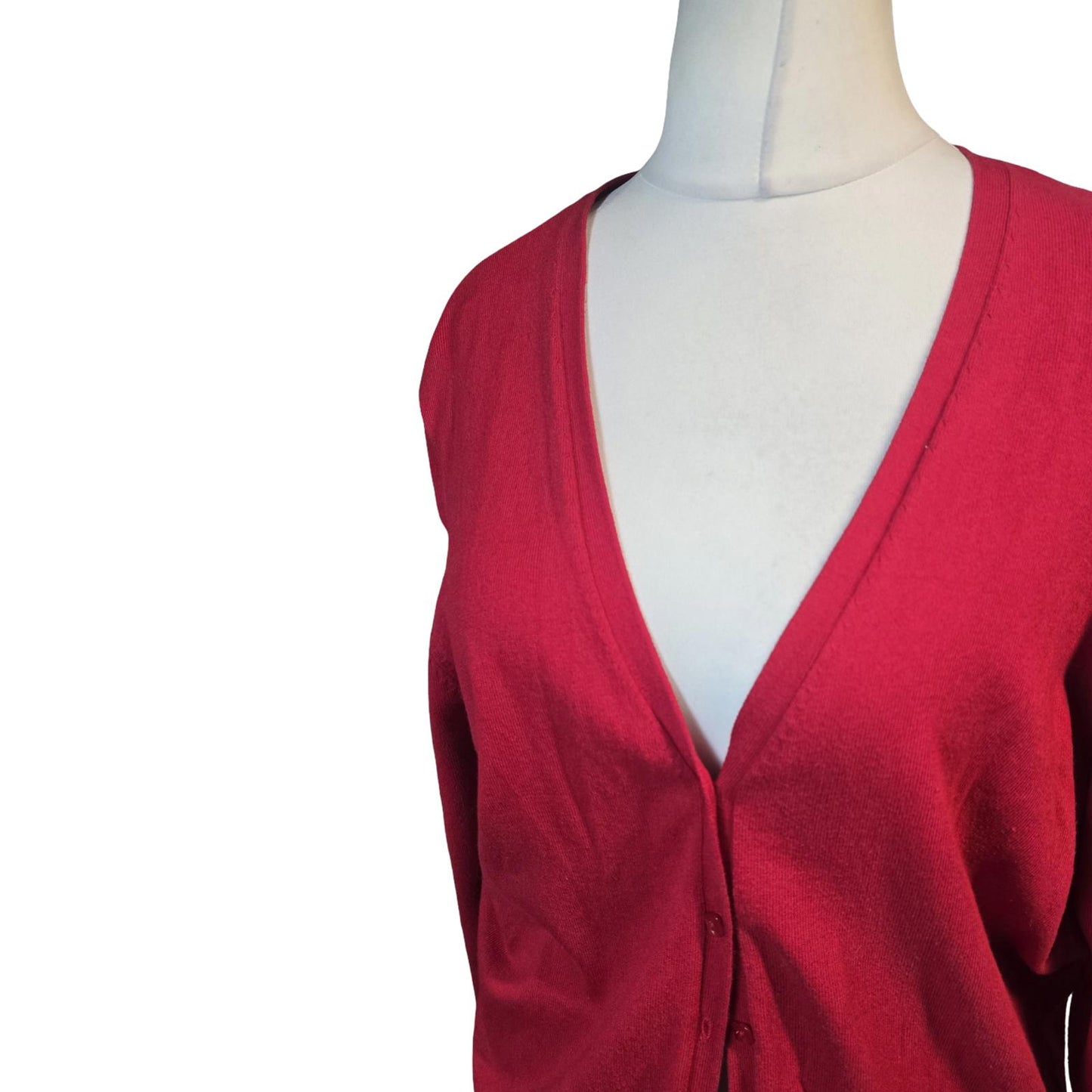 Red Herring Red Button Up Cardigan – Size 18 – Longer Length Knit