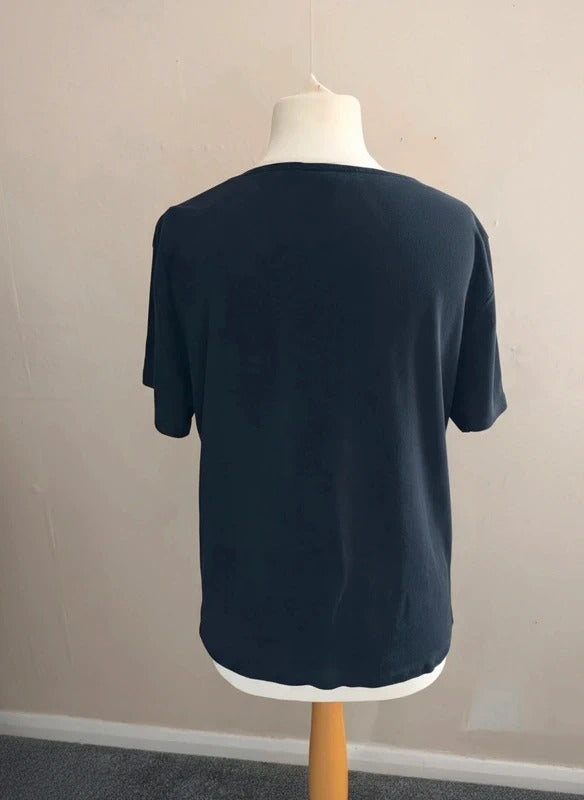 Bonmarche Black Square Neck Short-Sleeved T-Shirt Size 24