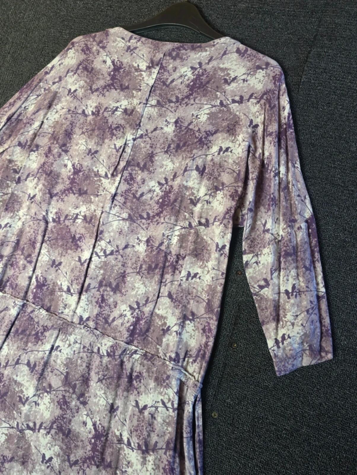 Laura Ashley purple patterned dress drawstring waist size 14