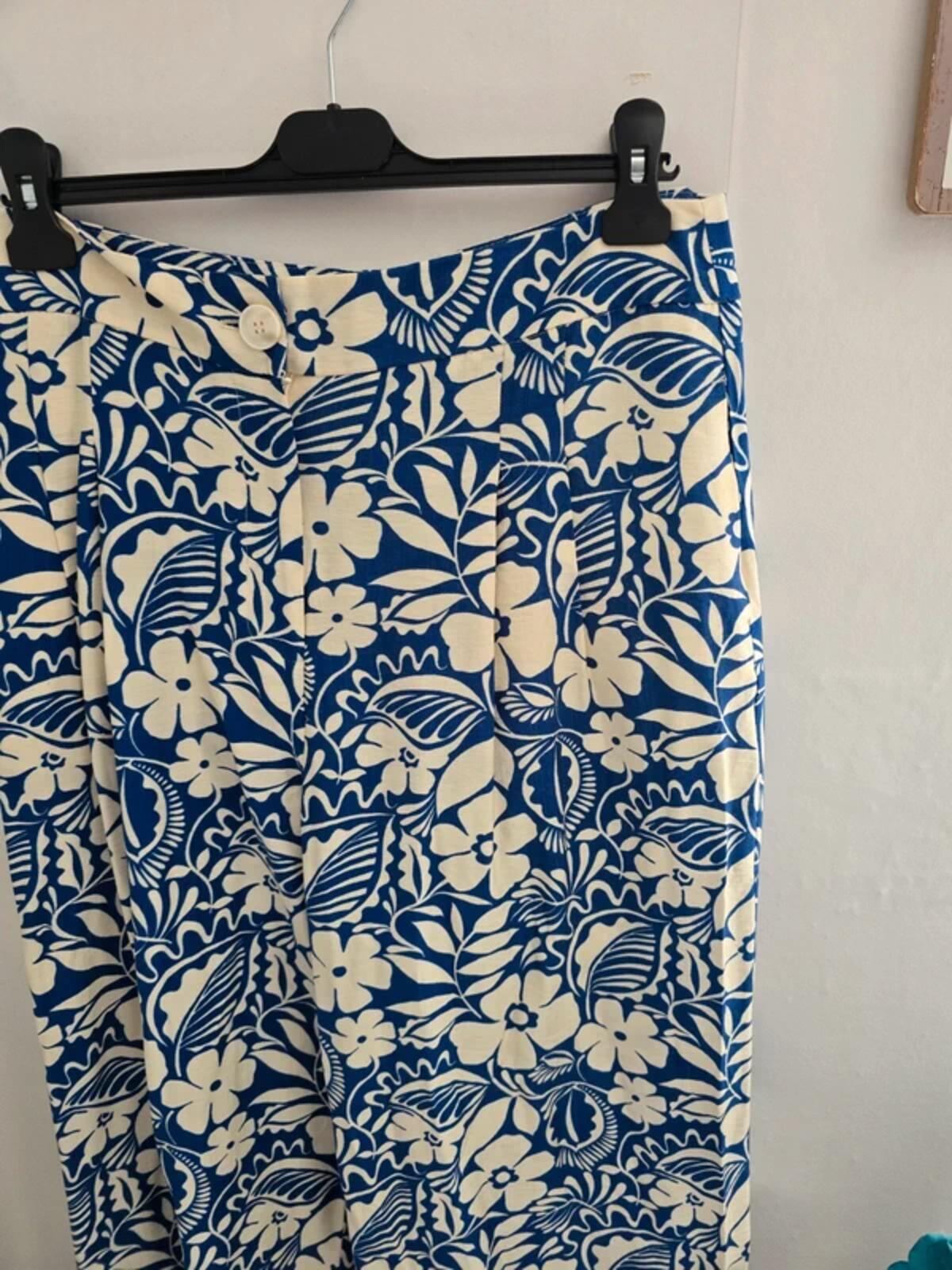 Tu Blue & White Floral 2-Piece Co-Ord Outfit Size 14 Reg