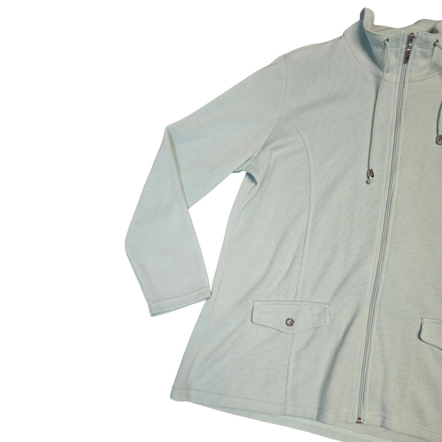 Damart Mint Green Zip Up Jacket Size 18/20 Funnel Neck Causal