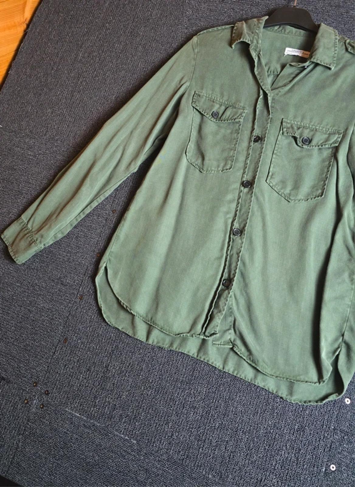 Zara Premium Dark Green Lyocell Shirt S Size 8/10 Relaxed Fit