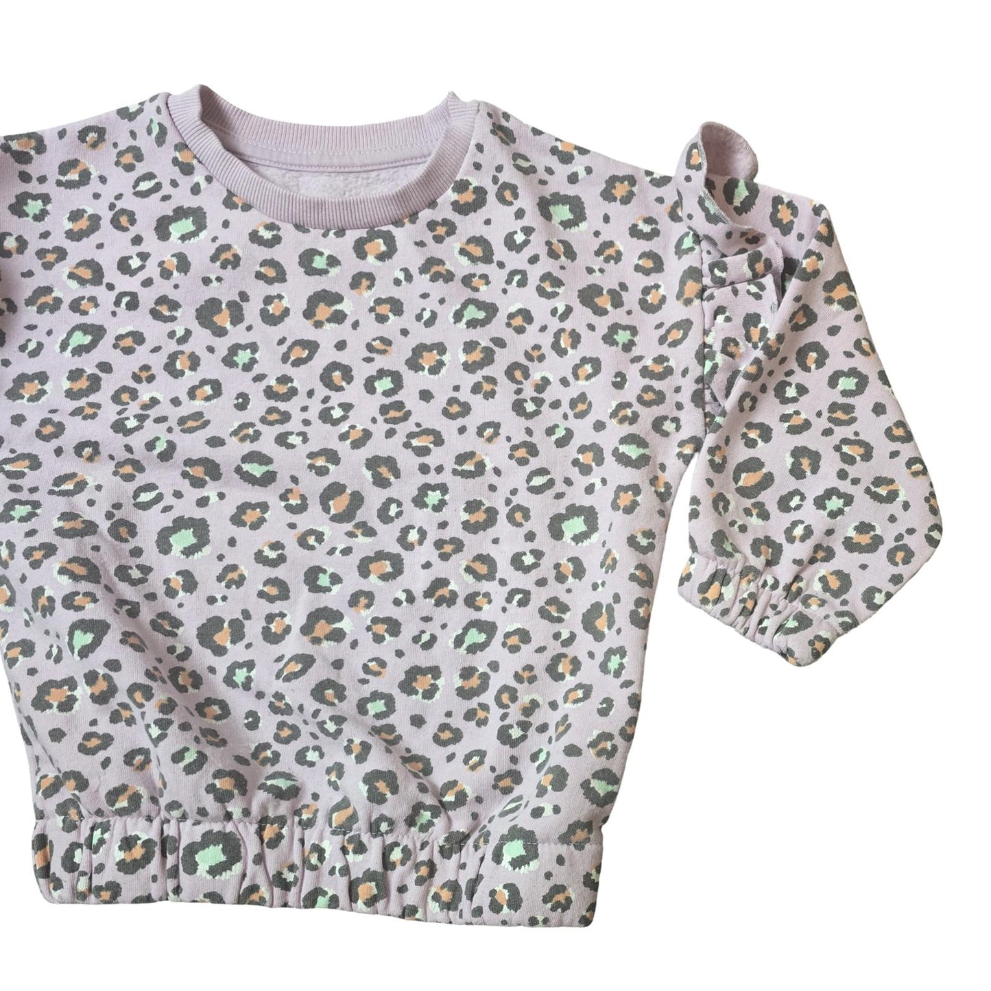 Matalan Girls Purple Leopard Print Jumper Frill Detail Age 3–4
