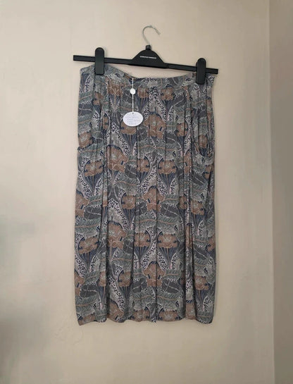 Laura Ashley Women's Green Grey Floral Botanical Midi Skirt Size 12 NWT
