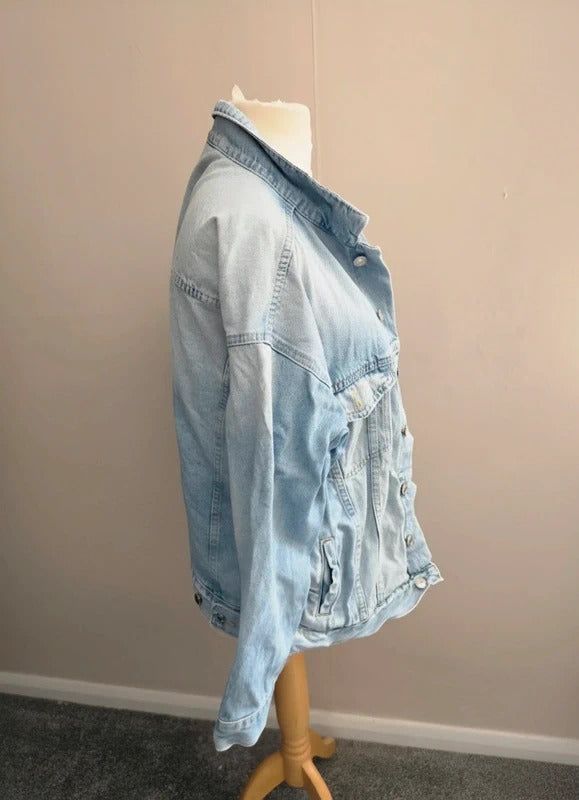 H&M Light Wash Oversized Denim Trucker Jacket Euro S (Fits UK Size 10–16)