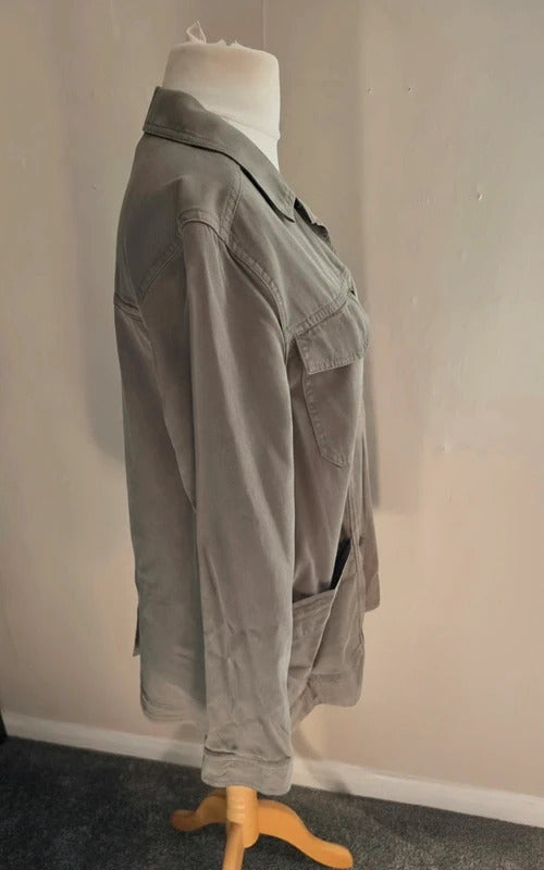 FatFace Khaki Green Lyocell Cotton Shacket Jacket  L Size 14-16
