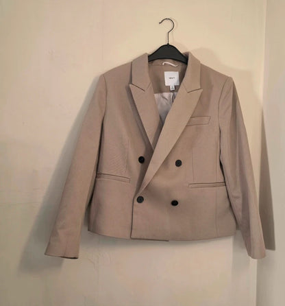 Next Beige Double Breasted Oversized Boxy Blazer Jacket Size 12