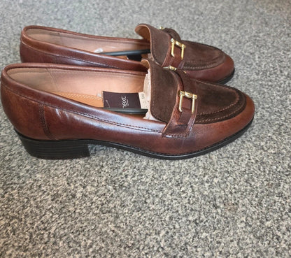 Next Brown Leather & Suede Horsebit Loafers Shoes UK 6 – New in Box