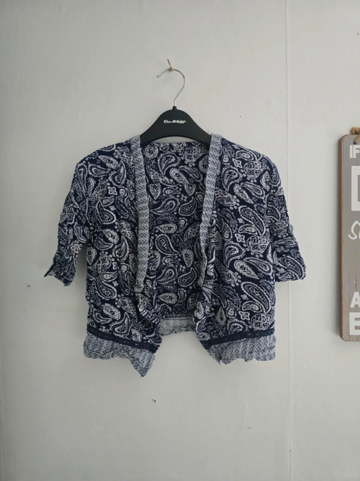 Nutmeg Girls Blue Paisley Viscose Summer Kimono 5-6 Years