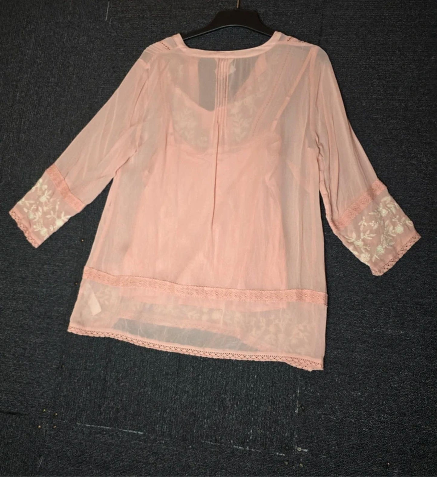 Monsoon pink & white blouse embroidered size 12 nwt