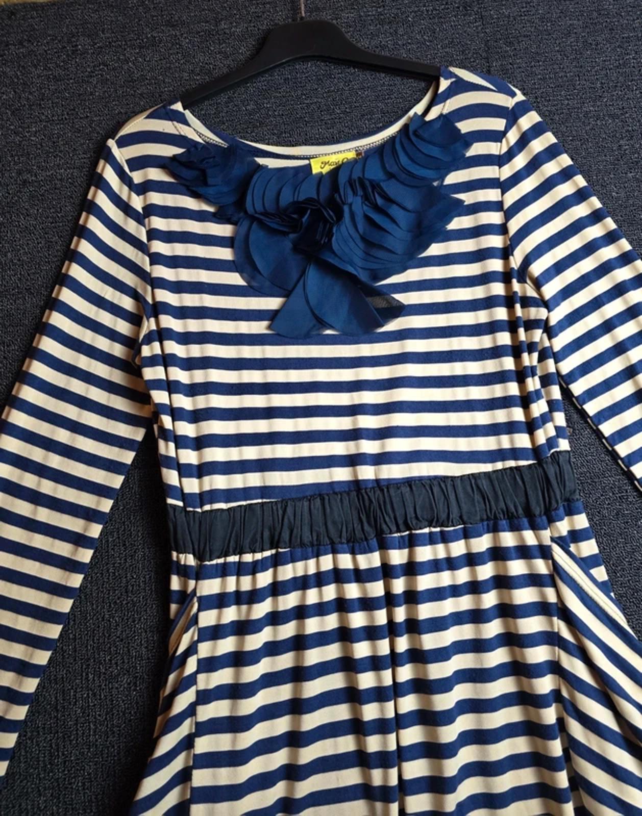 Navy & Cream Dress Size 12 Causal Striped Max C