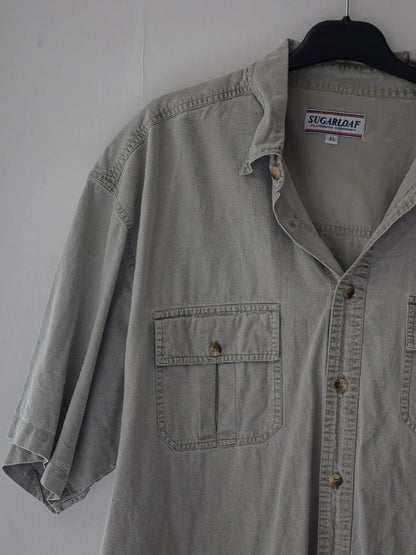 Sugarloaf Men's Beige Utility Short Sleeve Shirt Size XL