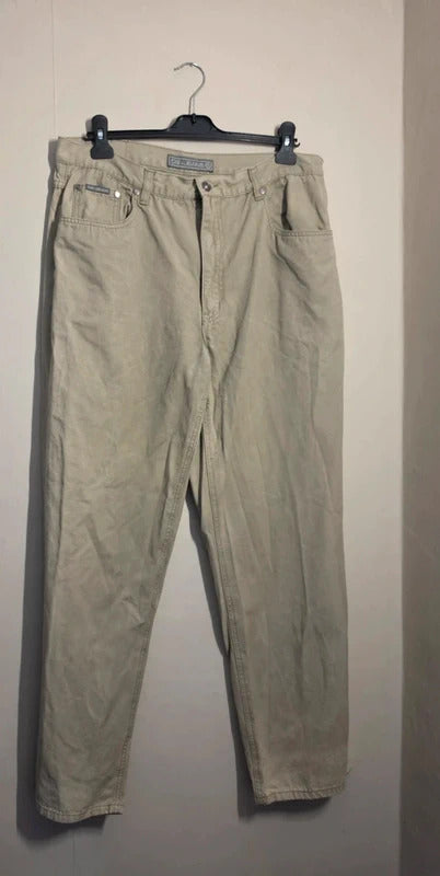 D2 Jeans Men's Cream Straight Leg Jeans W36 Short